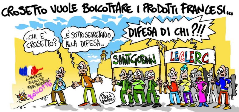 Crosetto vuole boicottare i prodotti francesi