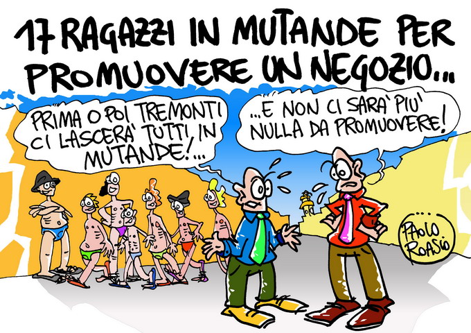 In mutande per un negozio