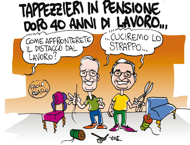 Tappezzieri in pensione dopo 40 anni di lavoro